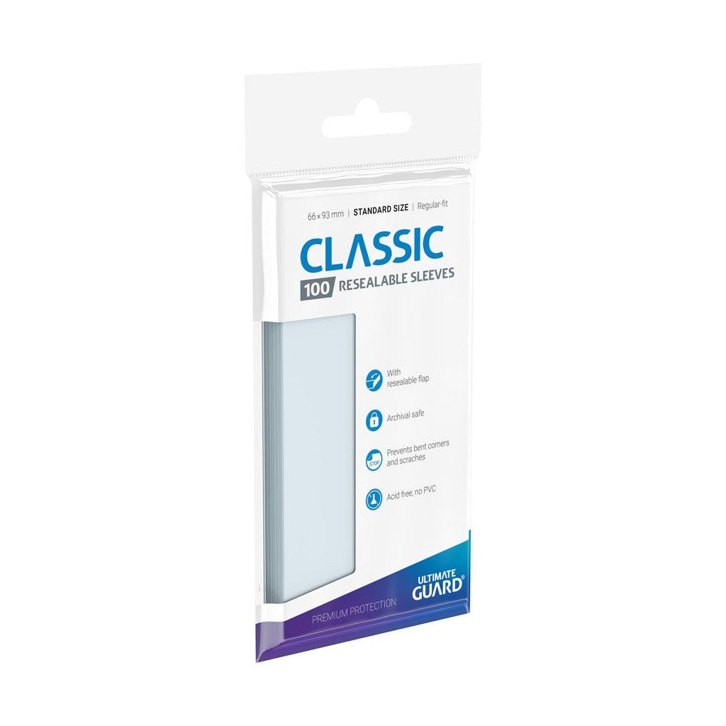 Ultimate Guard – Pack de 100 pochettes transparentes refermables Classic Standard Size