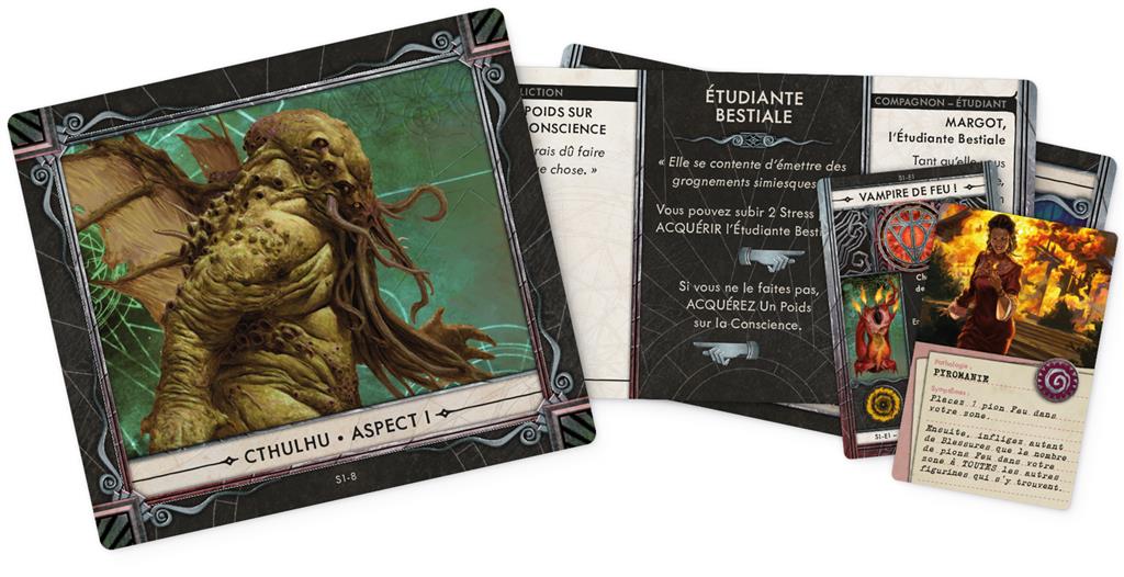 Boîte du jeu de société Cthulhu Death May Die de CMON, représentant une gigantesque créature lovecraftienne sombre aux tentacules et aux nombreux yeux rouges lumineux, avec le logo du jeu au premier plan.