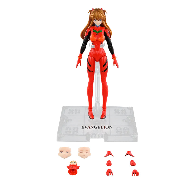 Boîte Evangelion Blokees Fantastics Series Asuka Shikinami Langley Plug Suit avec figurine articulée en combinaison rouge EVA-02.