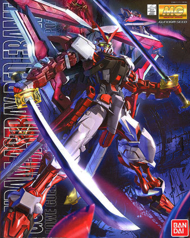 Gunpla MG 1/100 Gundam Astray Red Frame Revise blanc et rouge avec épées et Tactical Arms II, modèle Bandai articulé.