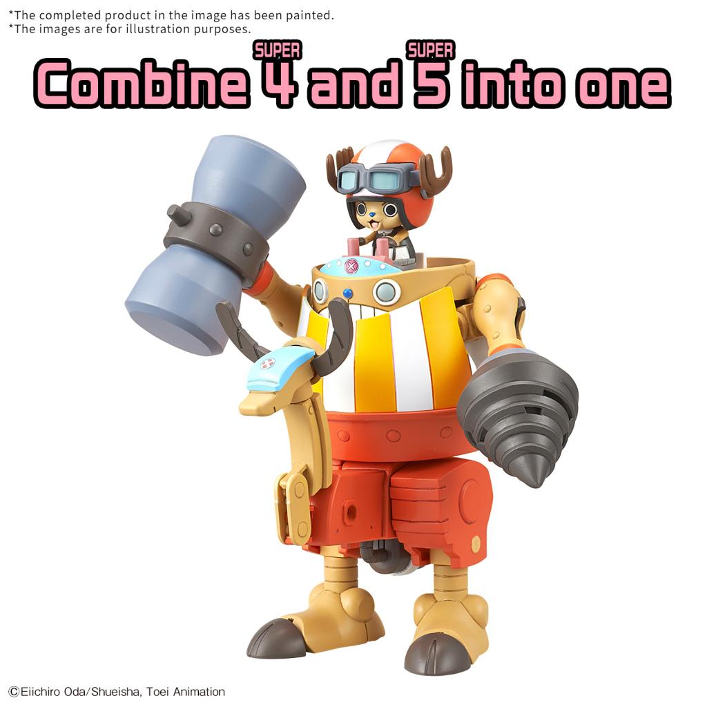 Set One Piece Chopper Robo Super Vol.4 Kung Fu Tracer et Vol.5 Walk Hopper avec Chopper dans deux véhicules mécaniques à assembler.