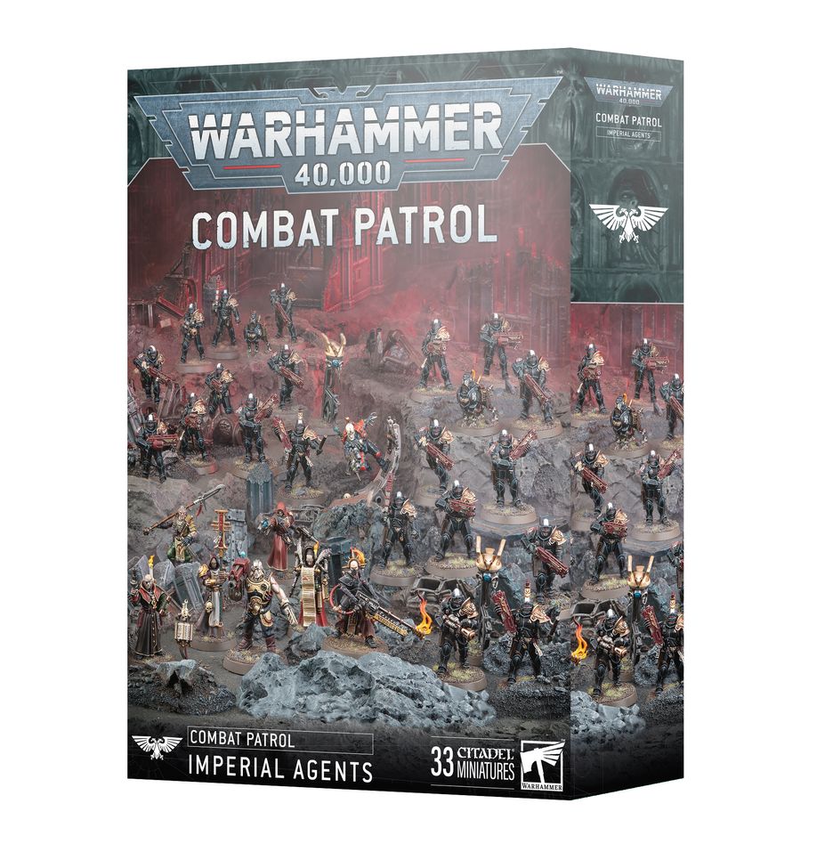 Boîte Warhammer 40,000 Combat Patrol Imperial Agents avec 33 figurines variées issues de l’Inquisition, l’Ecclésiarchie et les forces impériales