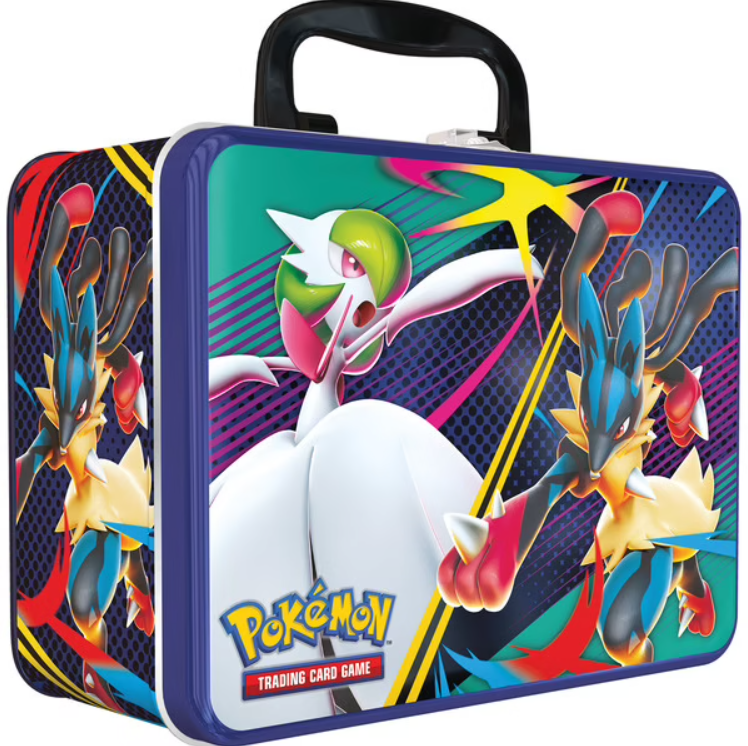 Valisette Pokémon Coffre aux Trésors 2025 illustrée par Gardevoir et Méga-Lucario.