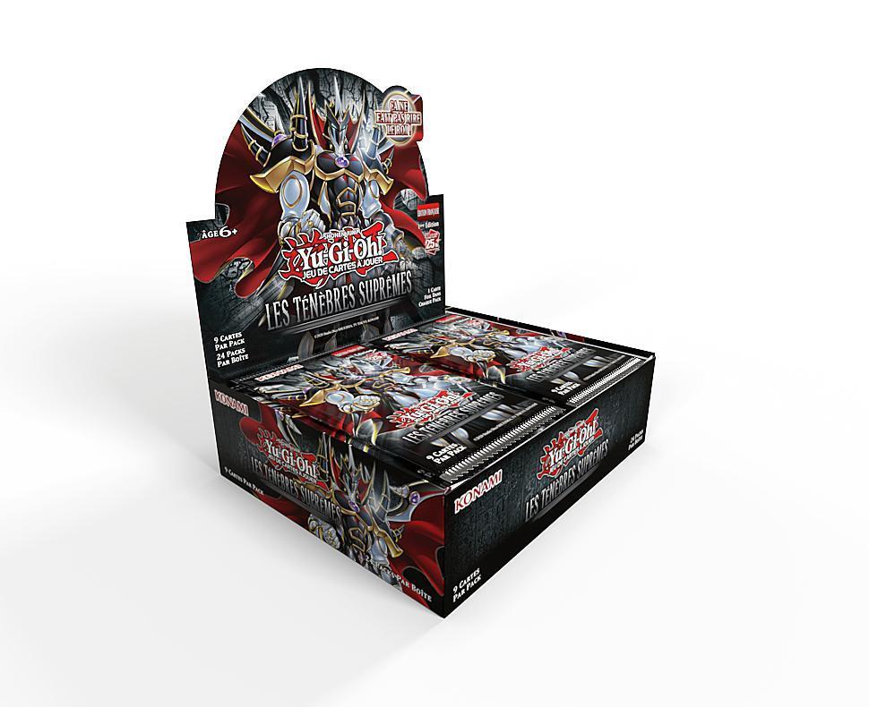 Boîte de 24 boosters Yu-Gi-Oh! Les Ténèbres Suprêmes – cartes officielles Konami.