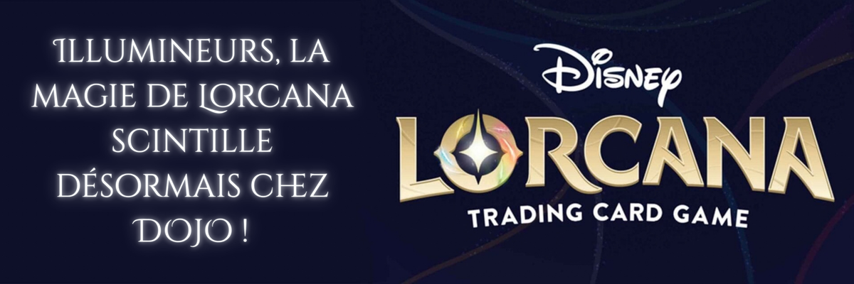 Carrousel annonçant l'arrivée du TCG Disney Lorcana chez Dojo & Dragons