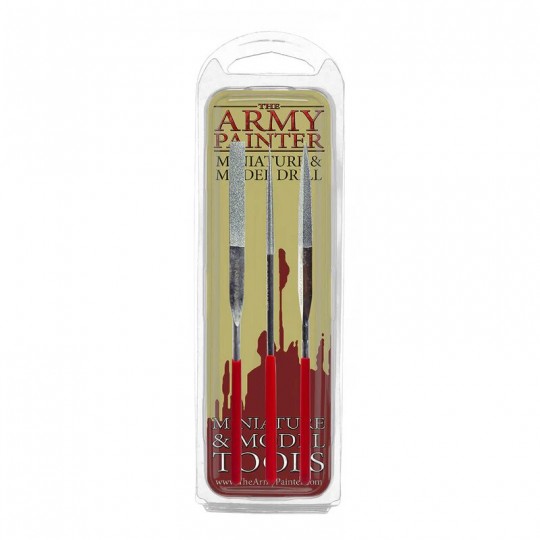Set de 3 limes de modélisme Army Painter pour figurines et maquettes, dans un emballage transparent.