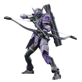 Maquette 30 Minutes Fantasy 30MF Rosan Archer en armure violette et noire, tenant un arc avec carquois dans le dos sur fond blanc.