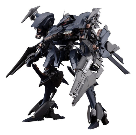 Plastic Model Kit Armored Core V Rayleonard 03-AALIYAH Orlea 1/72 de 15 cm, mecha sombre avec armement massif et design anguleux.