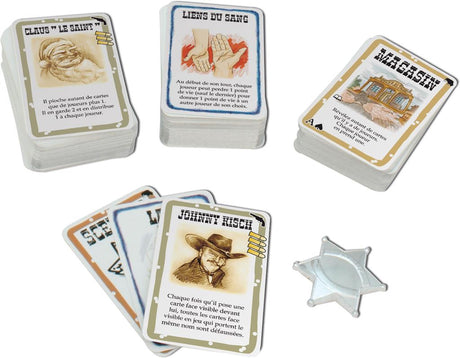 Coffret collector Bang! The Bullet de dV Giochi, boîte métallique en forme de balle de revolver avec pointe dorée, corps argenté gravé et logo Bang! rouge.
