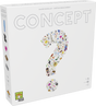 Boîte du jeu Concept blanche avec grand point d’interrogation composé de petites icônes colorées, logo Repos Production en bas.