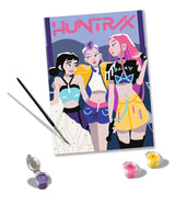 CreArt Ravensburger KPop Demon Hunters HUNTR/X, peinture par numéros 18 x 24 cm avec les trois héroïnes du groupe sur fond violet.