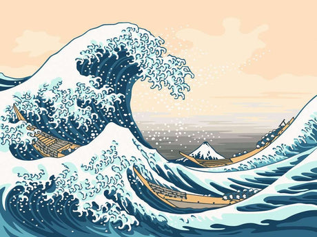 CreArt Ravensburger Collection d’Art Hokusai La Grande Vague, peinture par numéros 40 x 30 cm avec l’estampe japonaise La Grande Vague de Kanagawa.