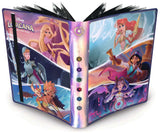 Album de collection Disney Lorcana Princesses ouvert, avec illustrations de Raiponce, Ariel, Jasmine, Cendrillon et autres héroïnes Disney.