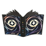 Album de collection Disney Lorcana ouvert avec motif officiel Lorcana noir et doré, conçu pour ranger et protéger les cartes du JCC Disney Lorcana.