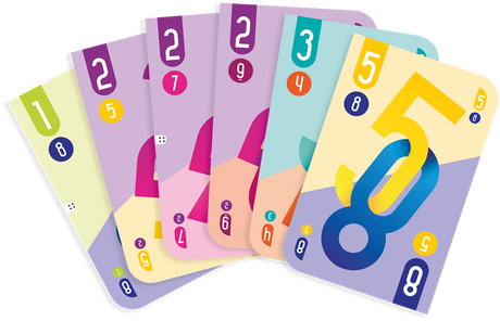 Boîte du jeu Dnüp verte et noire avec cartes au centre et chiffres colorés, indiquant 2 à 5 joueurs, 15 minutes et dès 8 ans.