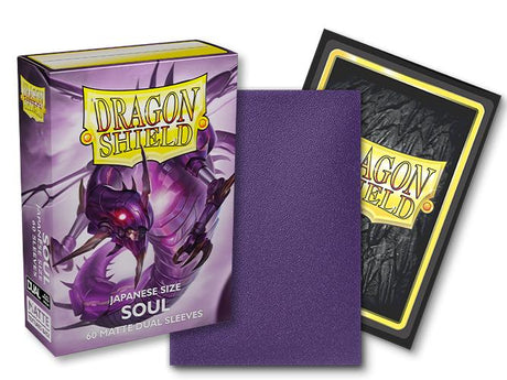 Boîte Dragon Shield Mini Dual Matte Soul contenant 60 protège-cartes violets au format japonais avec finition mate.