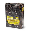 Boîte de 60 protège-cartes Dragon Shield Black Matte au format japonais Mini, avec illustration d'un dragon noir, logo Dragon Shield doré et finition noire mate pour cartes Yu-Gi-Oh!.