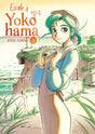 manga Escale à Yokohama, mettant en scène Alpha, une jeune femme aux cheveux verts, devant un paysage côtier paisible, avec son scooter.
