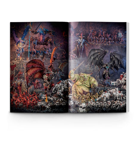 Livre Getting Started with Warhammer 40,000, avec figurines exclusives Space Marine et Tyranide pour découvrir l’univers du jeu.