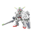 Gunpla SD Cross Silhouette Gundam Calibarn blanc avec fusil et bouclier, modèle compact stylisé de The Witch from Mercury.