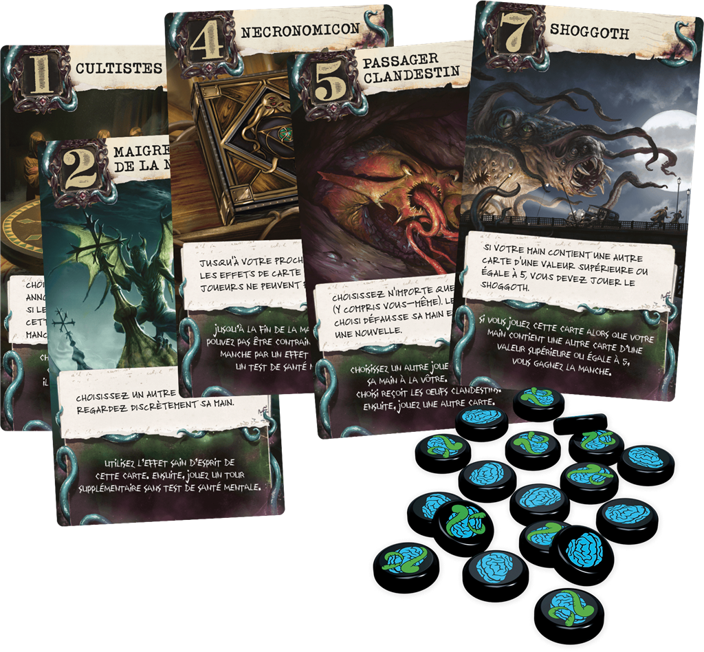 Boîte du jeu de cartes Horreur à Arkham Lovecraft Letter de Z-Man Games, avec coffret illustré façon livre ancien, ornements dorés, symbole occulte vert et titre Lovecraft Letter en lettres dorées.