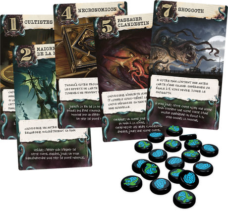 Boîte du jeu de cartes Horreur à Arkham Lovecraft Letter de Z-Man Games, avec coffret illustré façon livre ancien, ornements dorés, symbole occulte vert et titre Lovecraft Letter en lettres dorées.