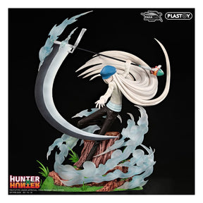 Figurine Kaito Hunter x Hunter édition limitée 333 exemplaires par Takacorp et Plastoy, statue premium 37 cm avec faux et effets d’aura.