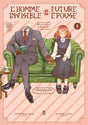 manga L’Homme Invisible et sa Future Épouse – Tome 1 dessiné par IWATOBINEKO, montrant l’homme invisible en costume tenant la main d’une jeune femme assise à côté de lui sur un canapé vert.