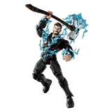 Boîte Marvel Blokees Champion Class Thor Infinity Saga avec le héros tenant Stormbreaker entouré d’éclairs bleus.