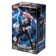 Boîte Marvel Blokees Champion Class Captain America Infinity Saga avec le héros tenant son bouclier et le marteau de Thor.
