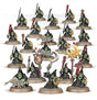 Boîte de figurines Warhammer Age of Sigmar – Gloomspite Gitz Stabbas, 20 gobelins Moonclan avec lances et boucliers, prêtes à envahir les champs de bataille.