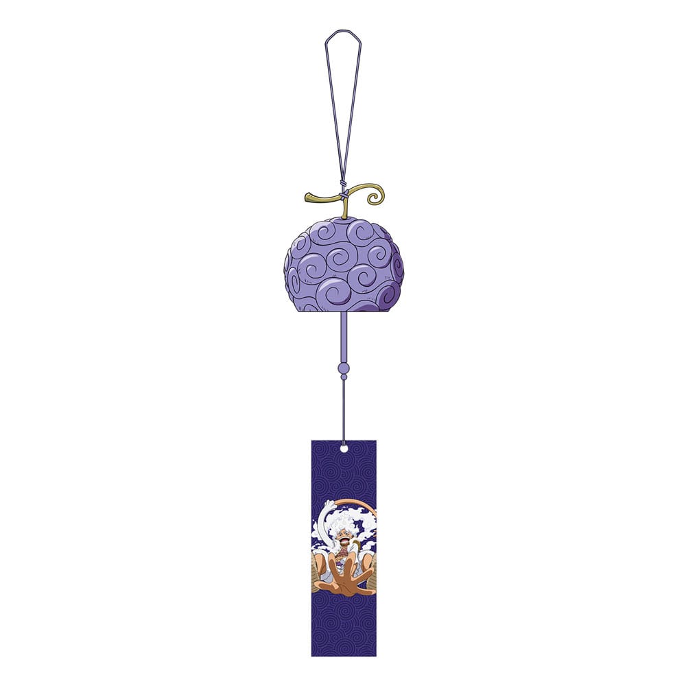 Clochette à vent One Piece représentant le Gomu Gomu no Mi avec une languette décorée de Luffy.
