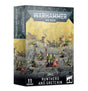 Boîte Warhammer 40K – Runtherd et Gretchins, 11 figurines comprenant un chef Ork et sa horde de petites terreurs vertes.