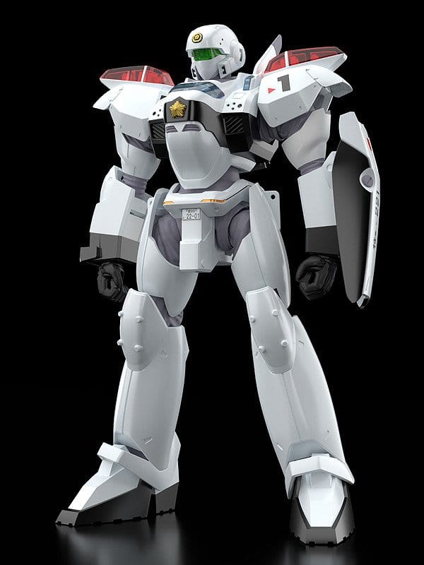 Plastic Model Kit MODEROID Patlabor 2 The Movie AV-2 Valiant 1/60 de 13 cm, mecha blanc avec bouclier 221 et arme.