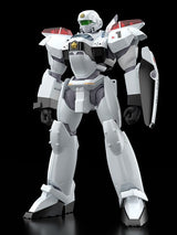 Plastic Model Kit MODEROID Patlabor 2 The Movie AV-2 Valiant 1/60 de 13 cm, mecha blanc avec bouclier 221 et arme.