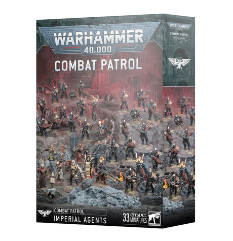 Boîte Warhammer 40,000 Combat Patrol Imperial Agents avec 33 figurines variées issues de l’Inquisition, l’Ecclésiarchie et les forces impériales