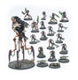 Boîte Warhammer 40,000 Combat Patrol Necrons contenant 19 figurines mécaniques : guerriers, scarabées, destroyers et un seigneur