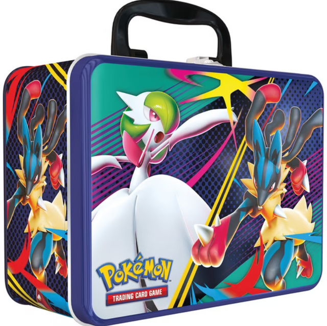Valisette Pokémon Coffre aux Trésors 2025 illustrée par Gardevoir et Méga-Lucario.
