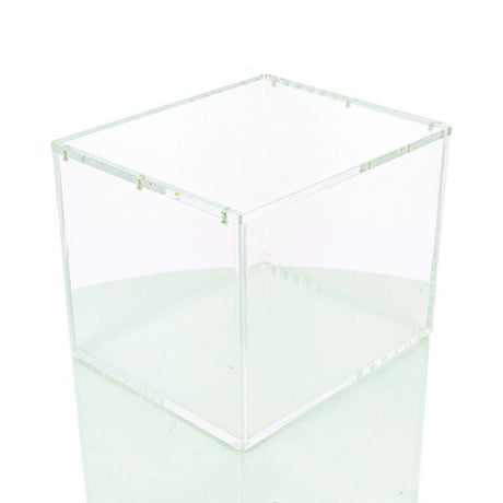 Protection acrylique transparente Phoenix Shield pour display de 10 mini tins, conçue pour exposer et protéger des coffrets scellés de cartes à collectionner.