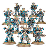 Boîte de figurines Rubric Marines pour Warhammer 40K, avec 10 guerriers ensorcelés et un Aspiring Sorcerer.