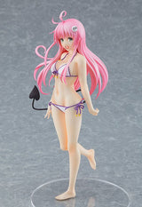 Figurine Pop Up Parade de Lala Satalin Deviluke (To Love-Ru Darkness), en bikini blanc et violet, avec ses cheveux roses et sa queue démoniaque emblématique.