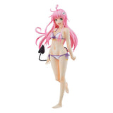 Figurine Pop Up Parade de Lala Satalin Deviluke (To Love-Ru Darkness), en bikini blanc et violet, avec ses cheveux roses et sa queue démoniaque emblématique.