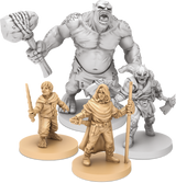 Boîte du jeu de société Le Seigneur des Anneaux : Voyages en Terre du Milieu de Fantasy Flight Games, illustrant des héros combattant des Orques dans une forêt sombre, jeu coopératif pour 1 à 5 joueurs.