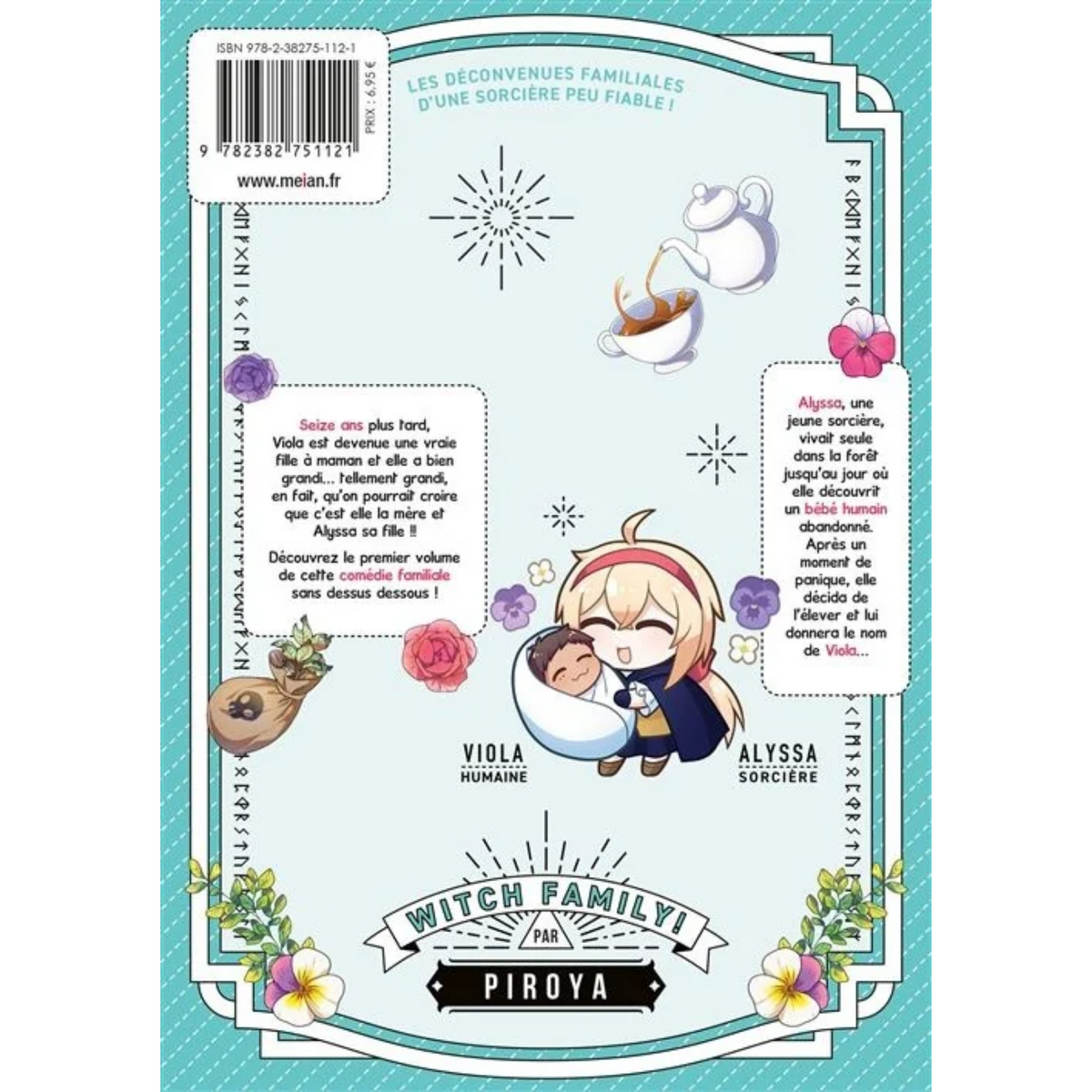 4ème de couverture du tome 1 du manga Witch Family!