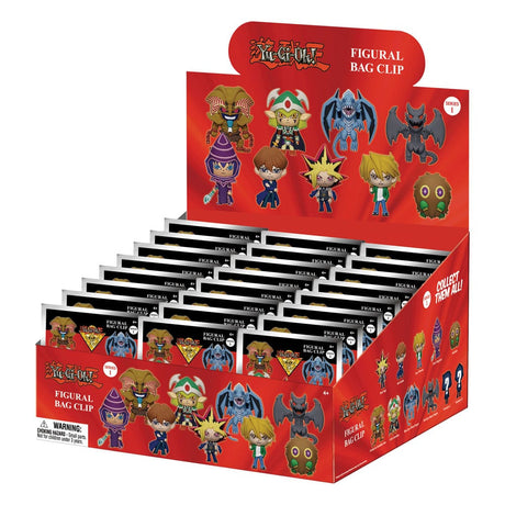Yu-Gi-Oh! Series 1 avec porte-clés 3D à collectionner, featuring Yugi, Kaiba, Joey, Magicien Sombre et autres personnages emblématiques.