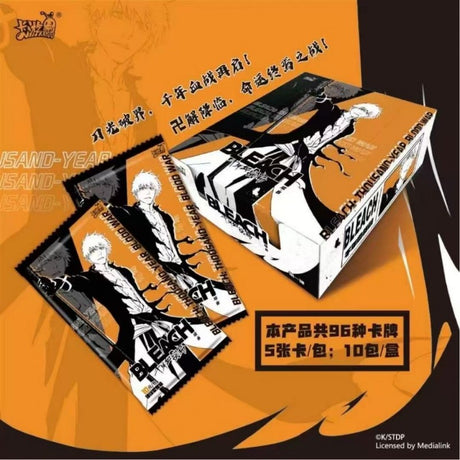 Booster de cartes Bleach – Thousand-Year Blood War illustré avec Ichigo Kurosaki sur fond orange et noir, issu de la gamme Cartes Bleach.