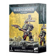 Boîte Warhammer 40,000 Orks Boss de Guerre en Méga-Armure contenant 1 figurine Citadel avec chef ork en armure massive et grot armé.