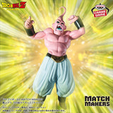 Figurine Dragon Ball Z Match Makers Majin Buu par Banpresto en posture d’attaque avec pantalon blanc et bracelets noirs.