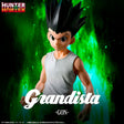 Figurine Hunter x Hunter Grandista Gon Freecss par Banpresto, représentant Gon en débardeur blanc, short vert, bottes vertes et poings serrés en posture déterminée.