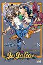 Jaquette du manga Jojolion - JoJo's Bizarre Adventure Part 8, avec Josuke Higashikata en tenue stylisée, sur un fond coloré et psychédélique typique d’Hirohiko Araki.